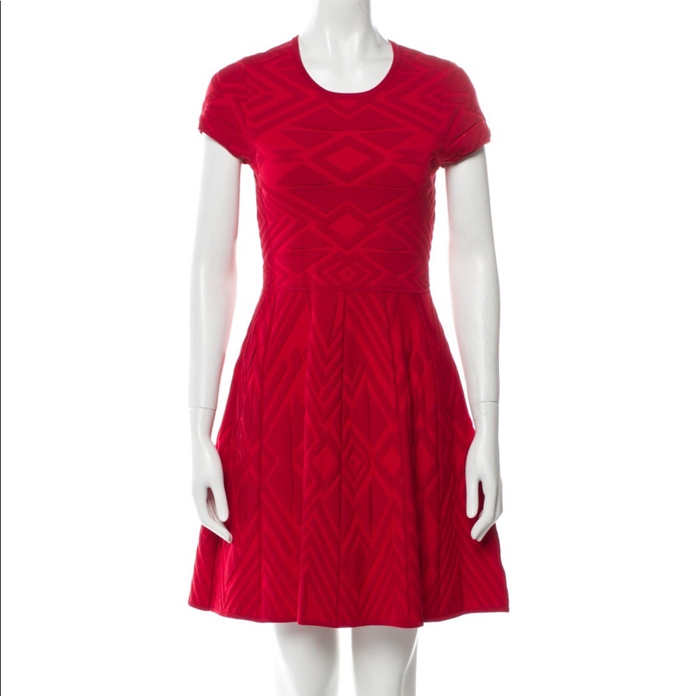 Parker Crew Neck Red Cap Sleeve Dress